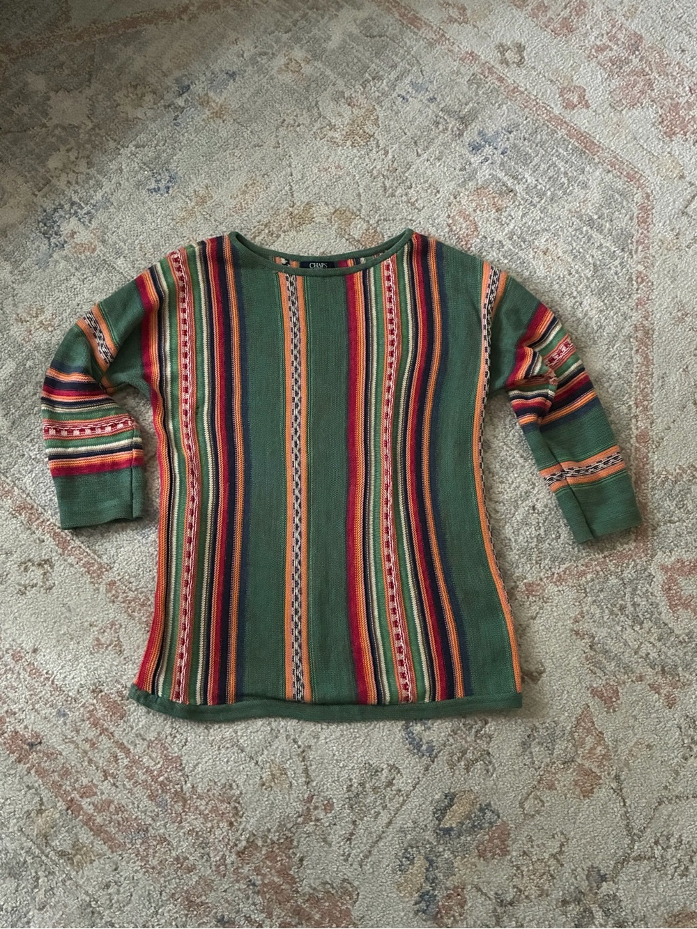 Vintage Chaps Southwestern Striped Knit Sweater - Size L